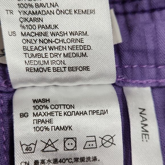🔸️NWT H&M Label of Graded Goods Purple Gingham Belted & Cuffed Shorts Youth 14 - Picture 11 of 11